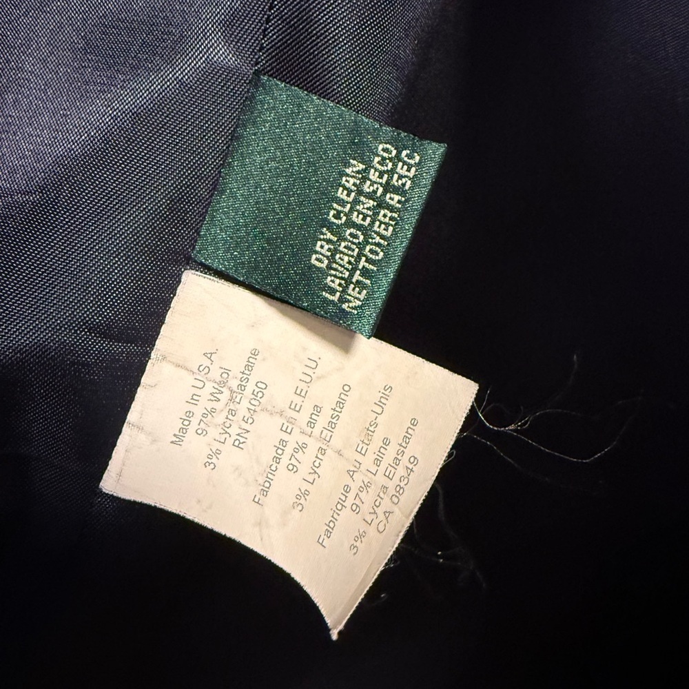 Vintage Lauren Ralph Lauren Asymmetrical Gold Button Wool Blazer Navy | 12 RARE - Picture 8 of 10
